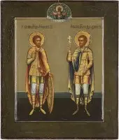 Jemná ikona se svatými válečníky Janem a Theodorem