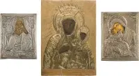 Trois icônes : représentations de la Mère de Dieu et saint Jérémie