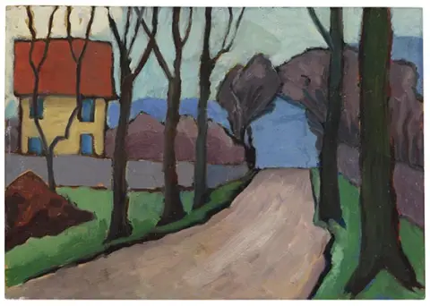 Gabriele Münter, Seoska cesta sa žutom kućom, 1949