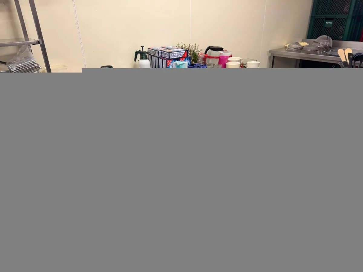 Stainless steel work table (without contents)