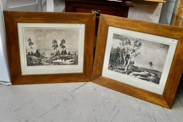 2 prenten "landschapsmotief"