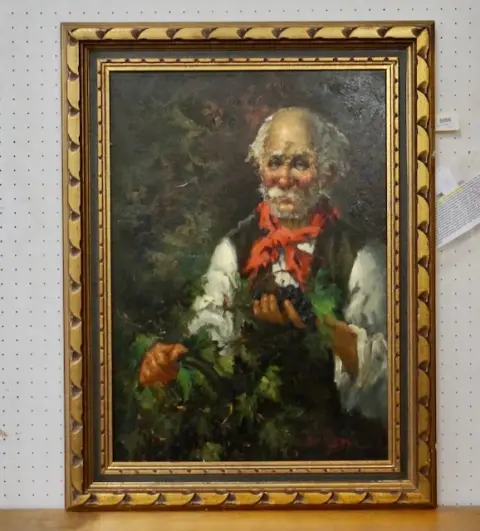 1 olieverfschilderij "De wijnboer"
