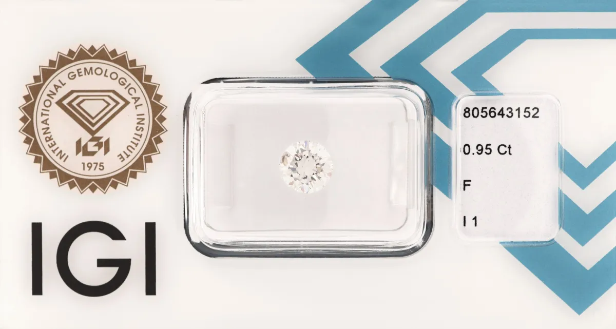 Loser Brillant, 0.95 ct feines Weiß+(F)/p1, eingeschweißt, IGI-Expertise anbei