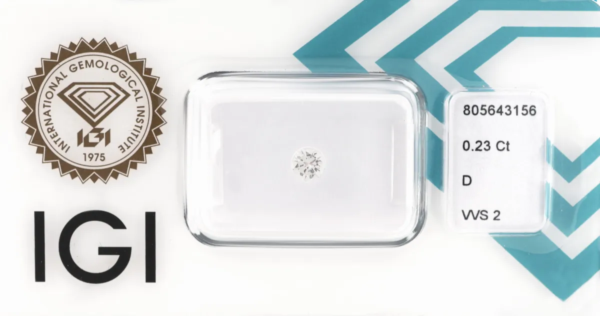 Diamant seul, 0,23 ct blanc extra+(D)/vvs2, scellé, expertise IGI jointe