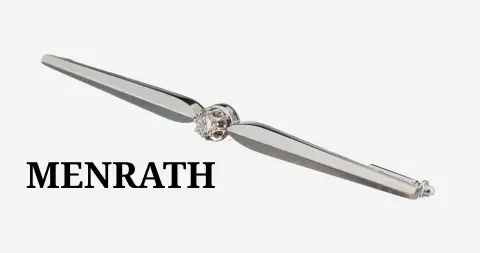 Broche diamant or 14 kt, or blanc 585/000, diamant env. 0,15 ct blanc/si, long. env. 6,5 cm,