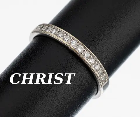 Bague CHRIST en or 14 kt avec brillants, or blanc 585/000, 13 brillants total env. 0,25 ct blanc/si