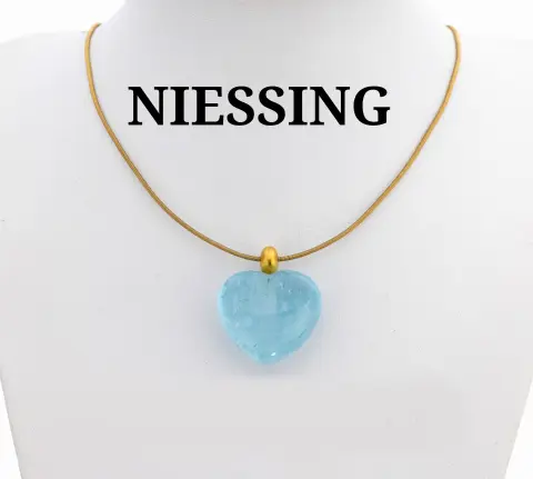 18 kt goud NIESSING halsketting, geelgoud 750/000, L. ca. 44 cm, knikken, met 1 hanger, hart