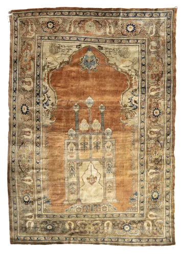 Tapis de prière Tabriz en soie