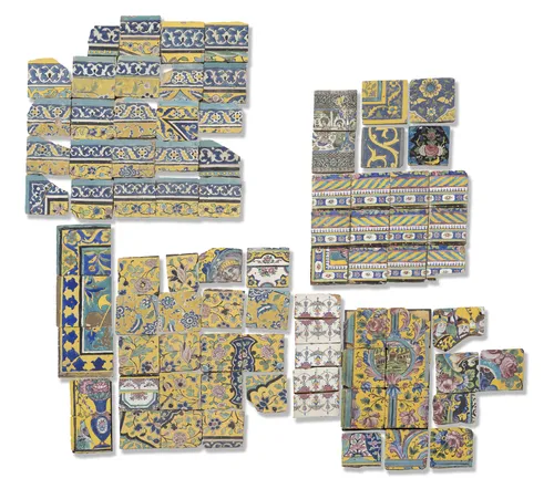 Lot de carreaux à glaçure polychrome