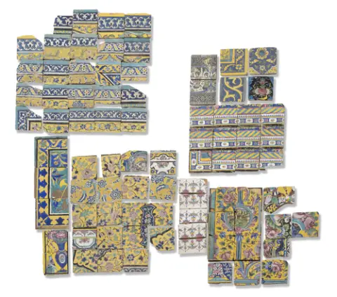 Lot de carreaux à glaçure polychrome