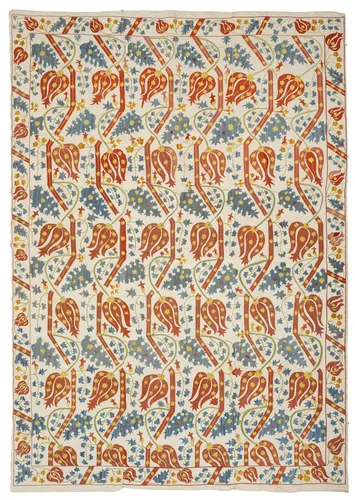 Broderie de style ottoman en soie sur coton