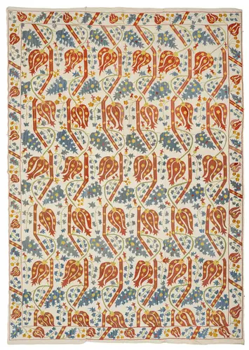 Broderie de style ottoman en soie sur coton