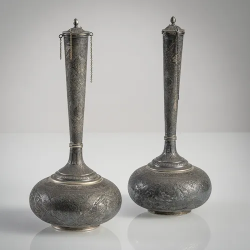 Paire de vases en argent à couvercle