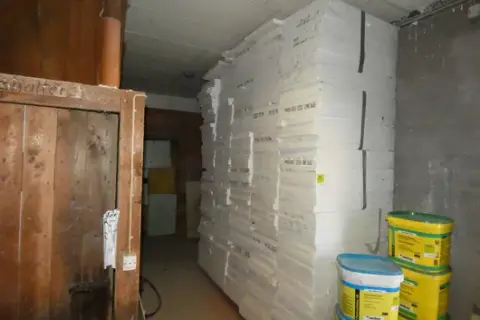Lot of EPS insulation boards, white