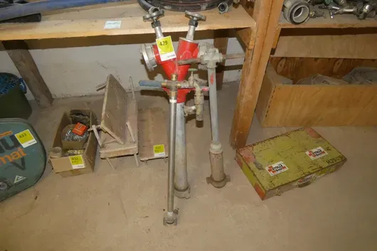 3 hydrant standpipes with shut-off valves and couplings