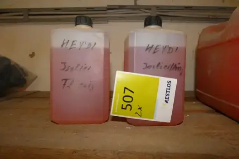 2 cans HEYDI - insulating liquid, hand-labeled