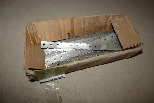 Box with masonry connectors, perforated stainless steel strap