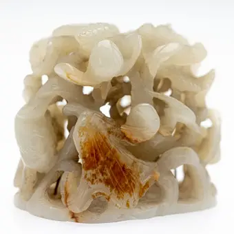 Couvercle / accessoire pour brûle-encens avec décor de lotus et de hérons, Chine, dynastie Ming.