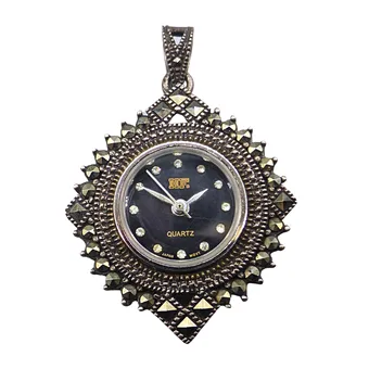 HF QUARTZ 925ER SILBER ANHÄNGERUHR MIT MARKASITEN.