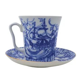 Lomonosov porcelánová souprava s motivem plachetnice.