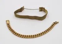2x goldfarbene Armbänder, wohl Doublé, L-19,5cm