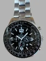 St. Leonhard chronograph in pilot watch design, case and clasp made of stainless steel. High-quality Miyota OS20 movement by Citizen, very good condition, movement not tested, D-4.8 cm, strap B-2.2 cm