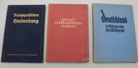 Trois livres historiques de la République de Weimar et de l'époque nazie, président du Reich Hindenburg 1927, colonies revendication de l'Allemagne 1939, Allemagne en images vers 1930, traces d'âge