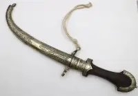 Marokański Koummya, tradycyjny północnoafrykański sztylet zakrzywiony, ok. dł-39,5cm