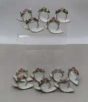 12x kroužky na ubrousky "Gerold", nasazené květy, 7x4,5 cm