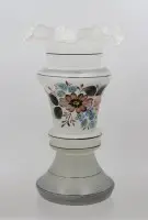 Váza z opálového skla, květinová emailová malba, cca v. 26,5 cm