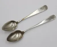 2x various coffee spoons around 1900, silver, total 20.5 g, L 13.8 cm