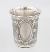 krásný stříbrný pohár 800, kolem 1900, 34,7 g, cca v. 6,5 cm