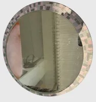 Round wall mirror with stone mosaic rim, D 37 cm
