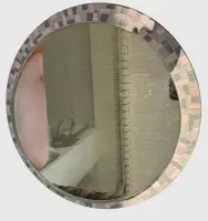 Round wall mirror with stone mosaic rim, D 37 cm