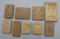 9 malých dřevěných forem, starší, největší cca 15 x 10,5 cm