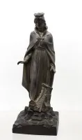 Kovová figurka svaté Barbory, patronky horníků, cca v. 24 cm