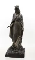 Metallfigur der Hlg. Barbara, Schutzpatronin der Bergleute, ca. H-24cm