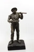 Kovová figurka horníka, cca v. 21 cm