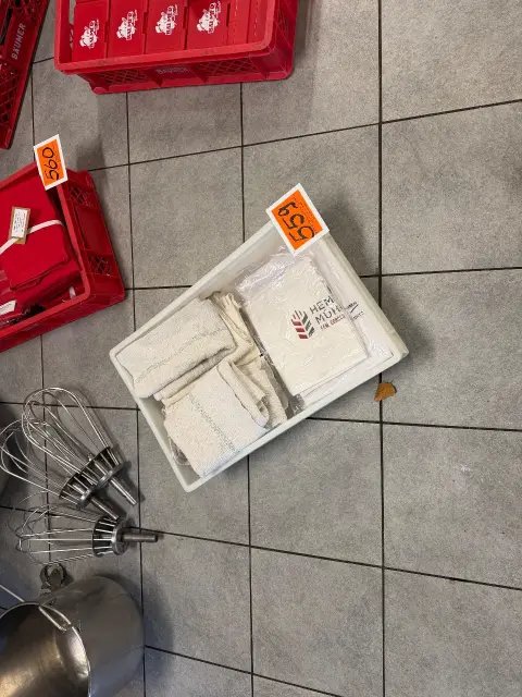 Basket (with various cleaning utensils)