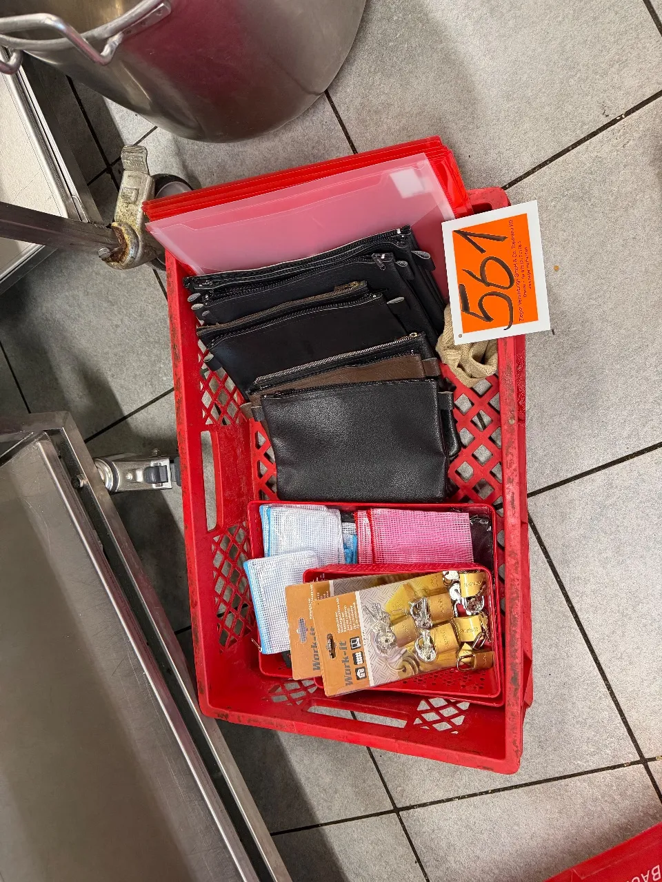 Basket (with various padlocks, etc.)