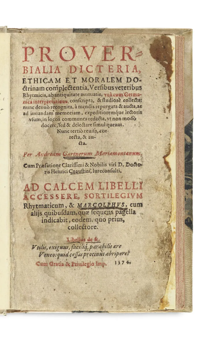 Andreas Gartner – Proverbialia dicteria, ethicam et moralem doctrinam complectentia