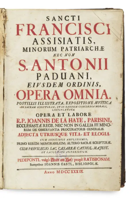 François d'Assise et Antoine de Padoue – Sancti Francisci Assisiatis, Minorum Patriarchæ Nec Non S. Antonii Paduani, Eivsdem Ordinis, Opera…
