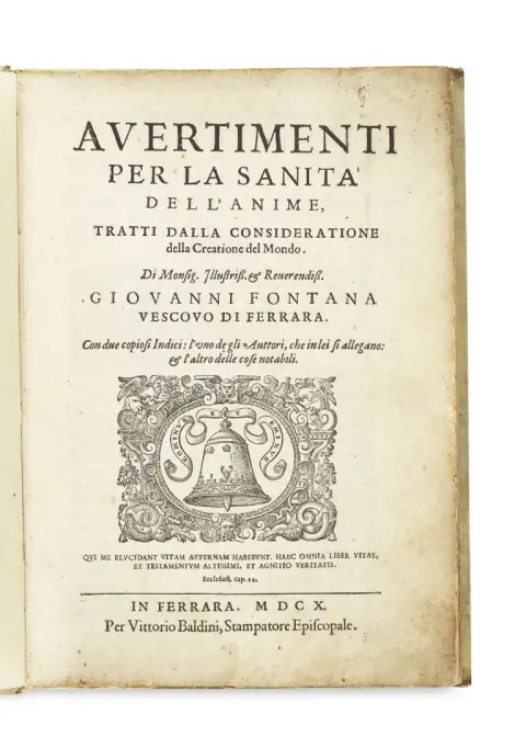 Giovanni Fontana – Avertimenti per la sanità dell'anime, tratti dalla consideratione della Creatione del Mondo
