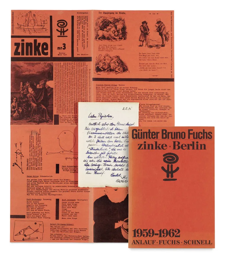 Günter Bruno Fuchs – Eigenhändiger Brief mit Unterschrift an ein "Liebes Papiertier". o.O., 3