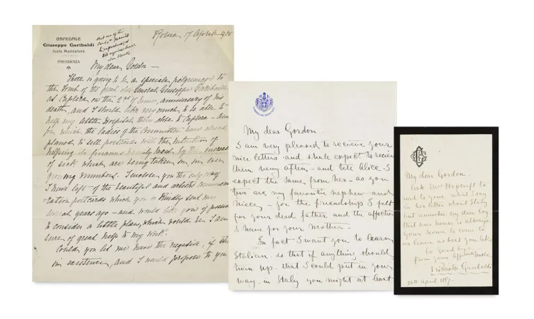 Ricciotti Garibaldi – Sammlung von 3 eigenhändigen Briefen mit Unterschrift von Garibaldi Ricciotti sowie 2 eh. Briefen mit U. von dessen…
