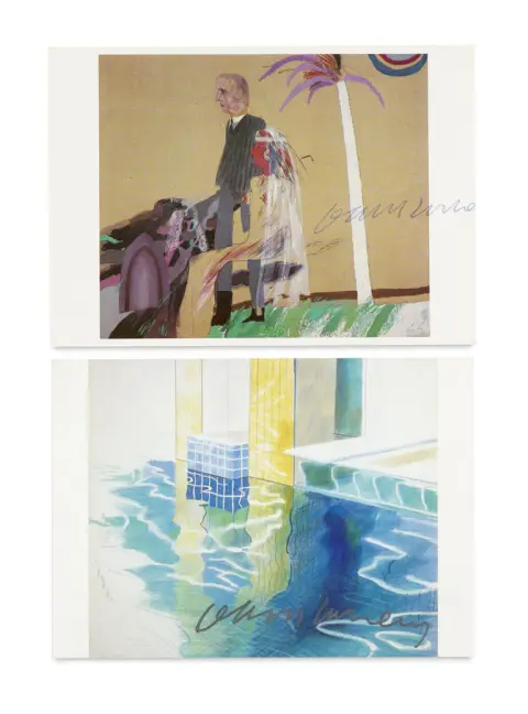 David Hockney – Cartes postales signées de la main de David Hockney