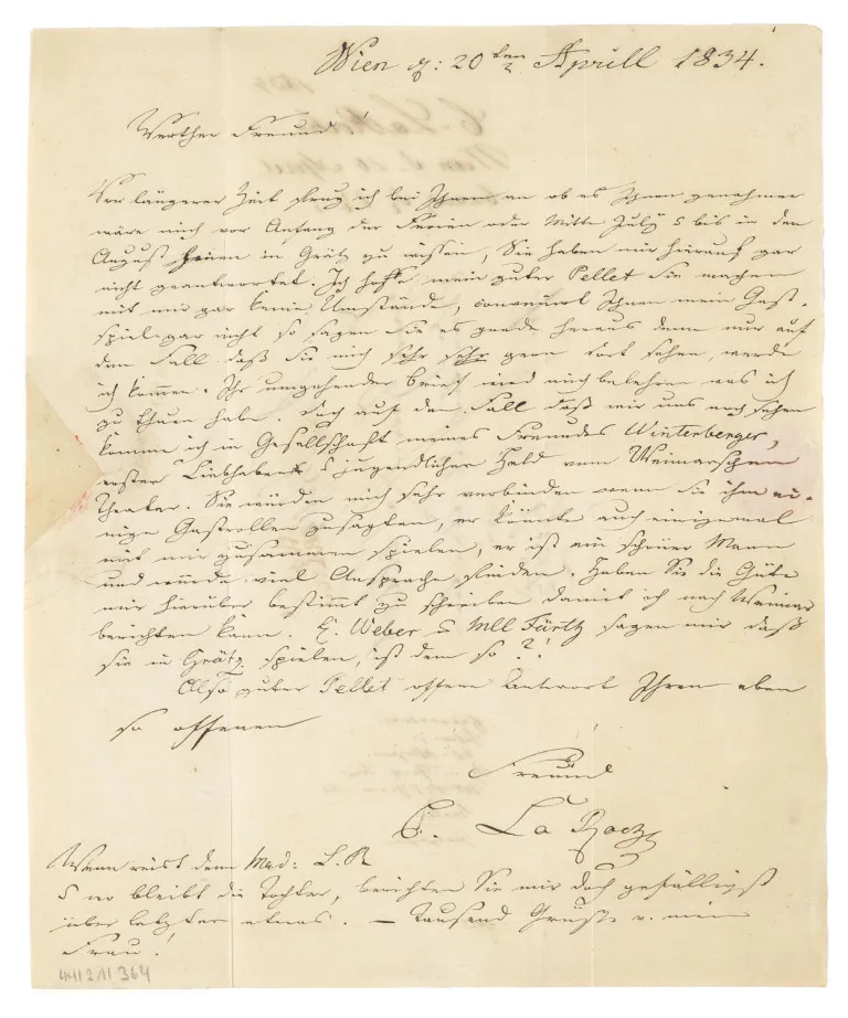 Carl von La Roche – 2 eigenhändige Briefe mit Unterschrift des deutsch-österreichischen Schauspielers und Regisseurs (1794-1884) an den…