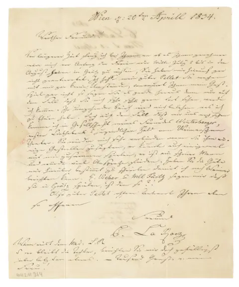 Carl von La Roche – 2 lettres autographes signées de l'acteur et metteur en scène germano-autrichien (1794-1884) au…