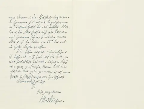 August von Mackensen – Lettre autographe du Generalfeldmarschall August von Mackensen au comte Günther von Schulenburg-Wolfsburg