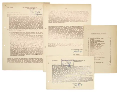 Arno Schmidt – Collection de 3 lettres dactylographiées avec signature autographe au directeur des éditions Karl Rauch Harald…